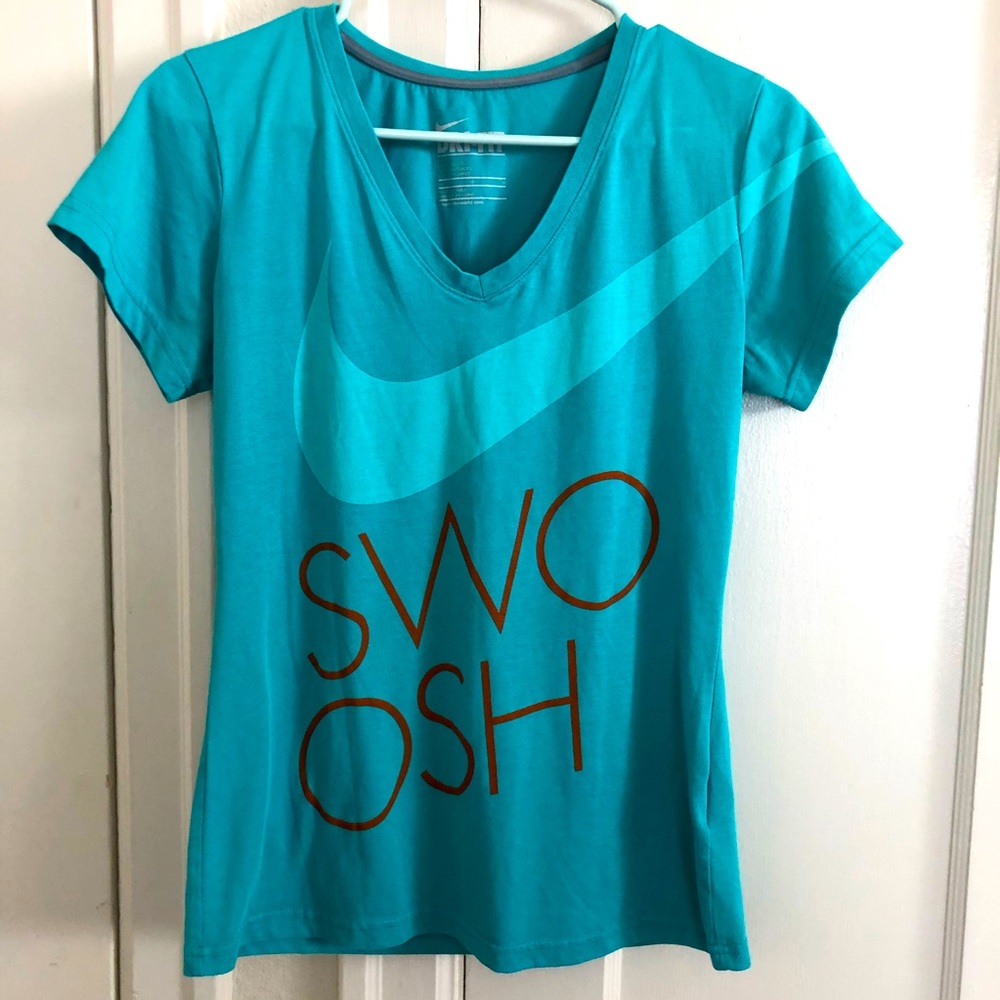 Nike Swoosh‎ Teal V-neck T-shirt